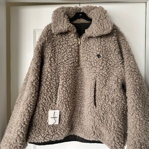 Shearling/Technical coating smock Khaki/Dark moss